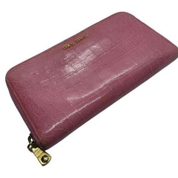 Miu Miu Handbags - Authentic Miu Miu by Prada Pink Croc Embossed Zip Around Wallet